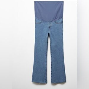 Mango maternity flared cropped blue jeans. Size 4.